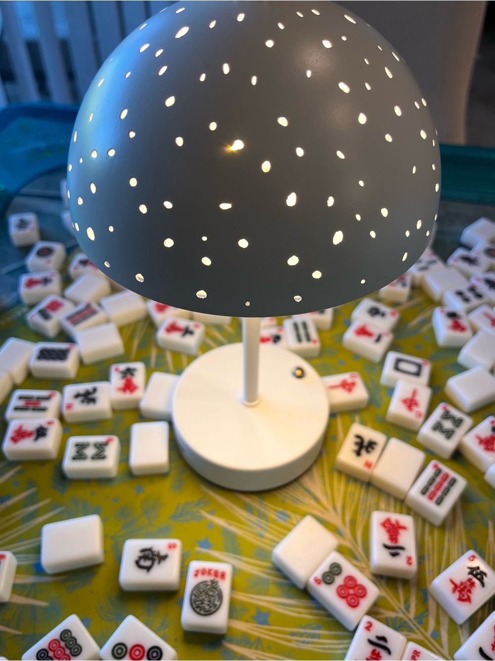 Mahjong Setup - Tiles, Racks, Dice, Lamp, & Matching Mat - Picture 6 of 10